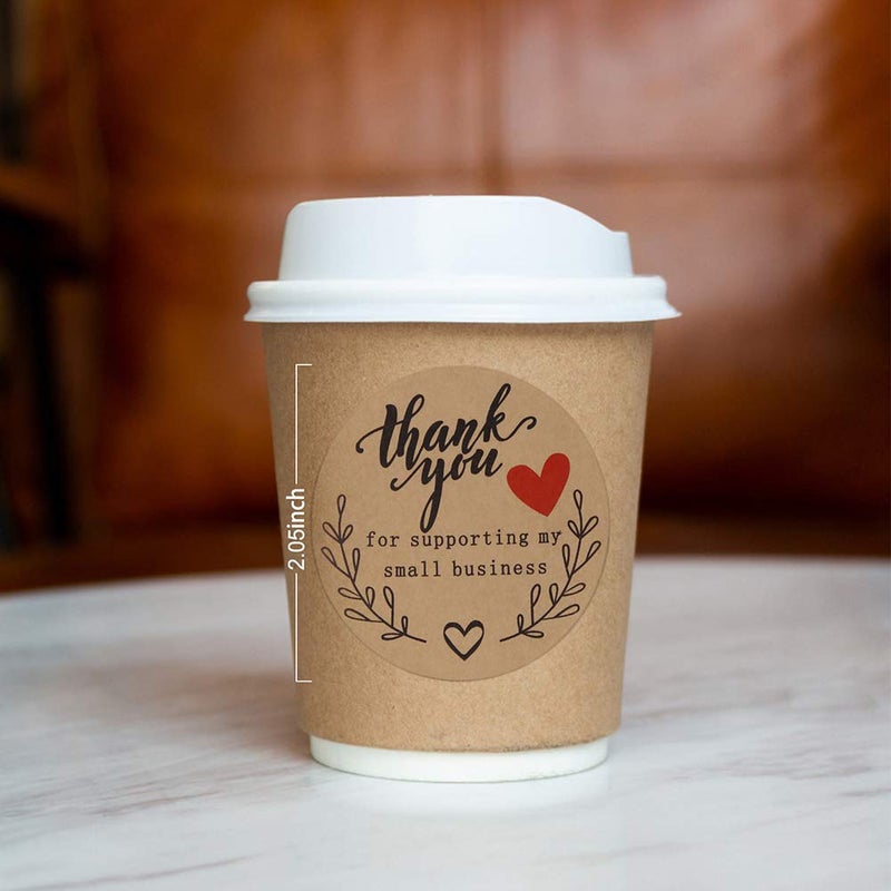 A AKRAF 2'' Thank You for Supporting My Small Business Stickers, Kraft Thank You Labels for Bakeries, Crafters & Small Business Owners, 500 Labels Per Roll - Image 3